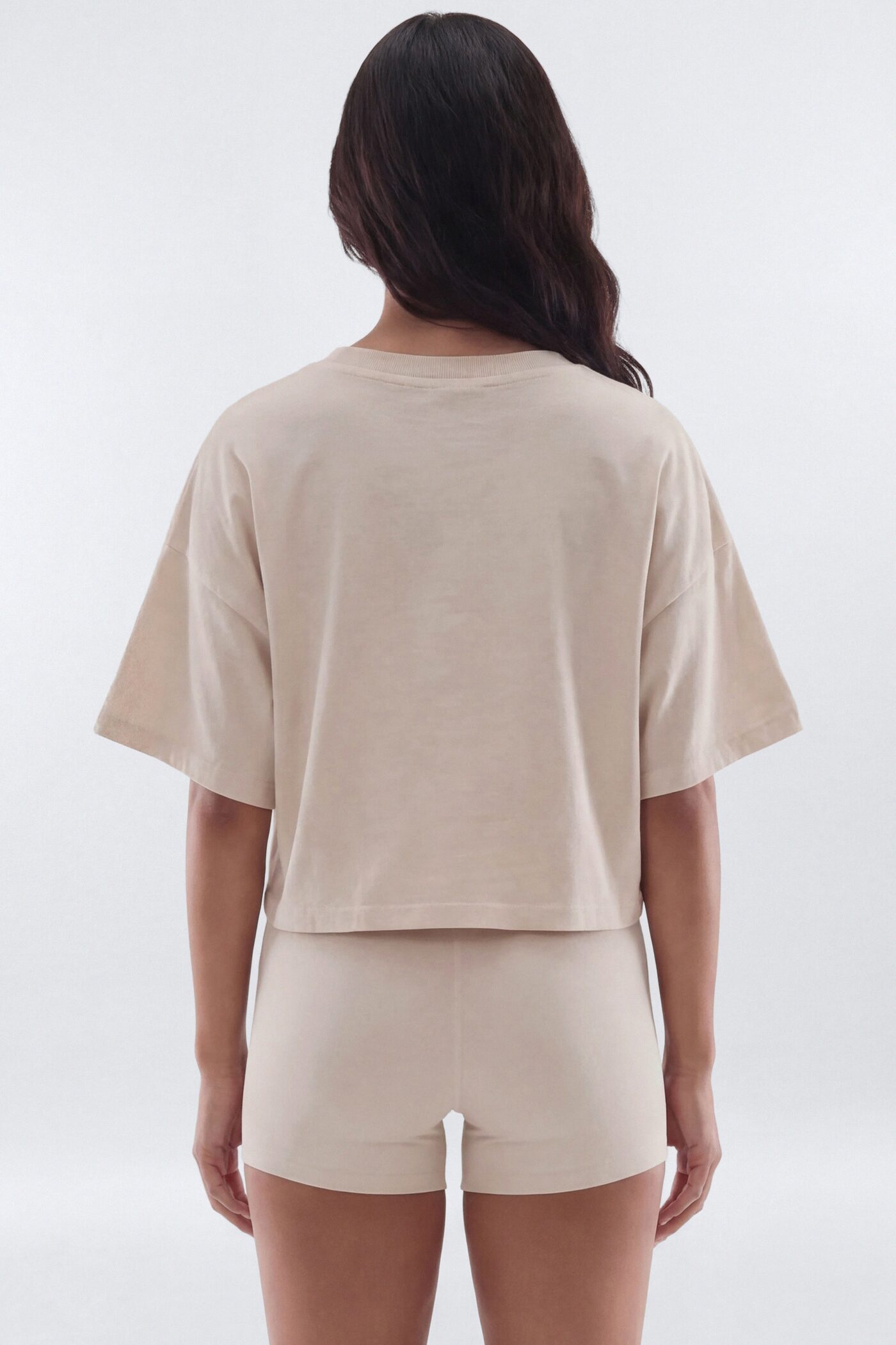 Cotton Jersey Boxy Short Sleeve Top - Oat Milk