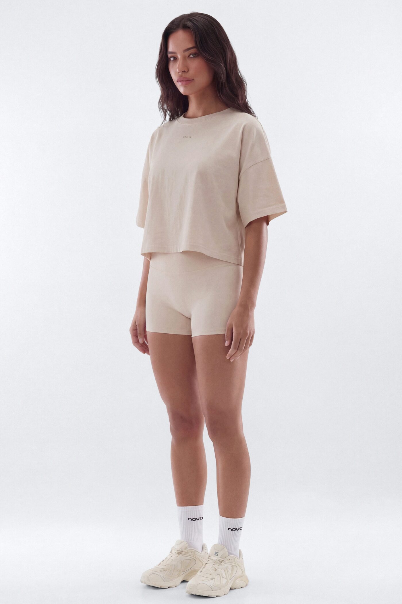 Cotton Jersey Boxy Short Sleeve Top - Oat Milk