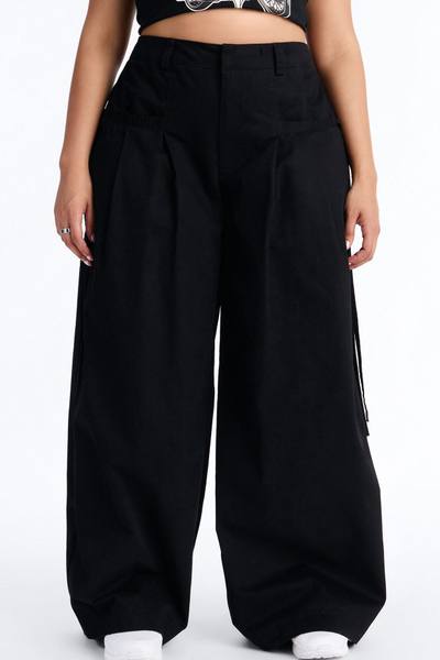 Tessa Twill Wide Leg Pant 32″ - Black