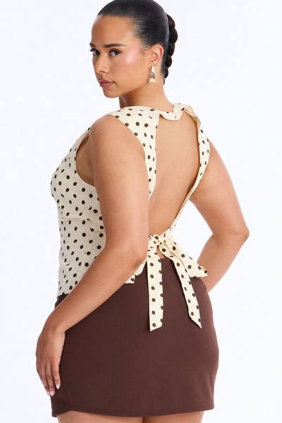 On The Cute Side Polka Dot Linen Top - Yellow/combo