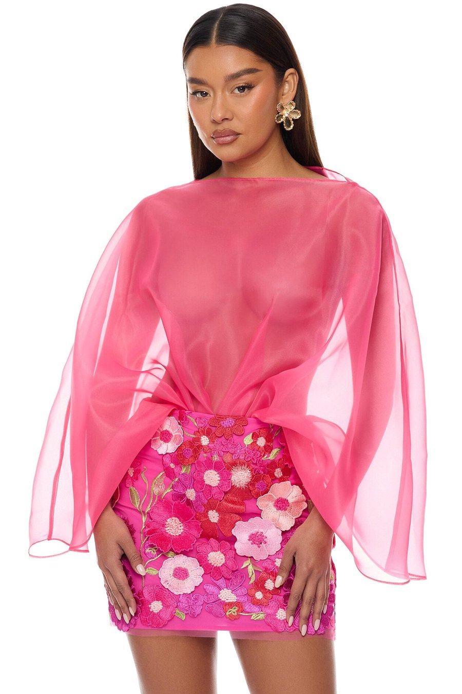 Fall In Love Taffeta Skirt Set - Pink