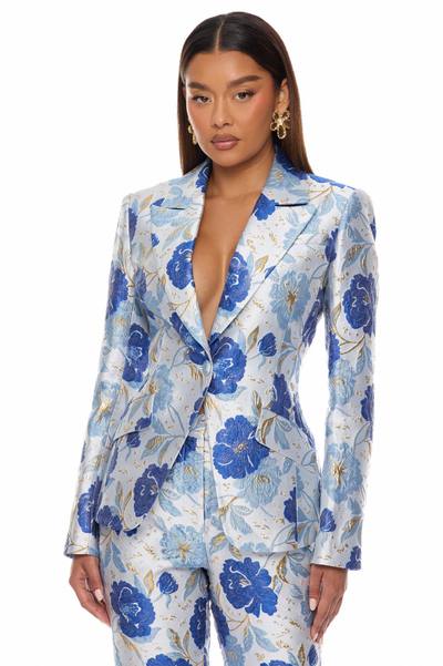 Florencia Jacquard Pant Set - Blue/combo