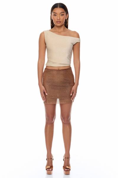 Crystal Crush Rhinestone Mini Skirt - Bronze