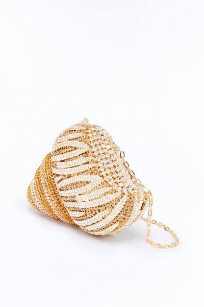 A Rare Shell Rhinestone Clutch - Gold Multi Color