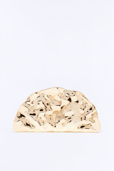 Solar Flare Textured Metal Clutch - Gold