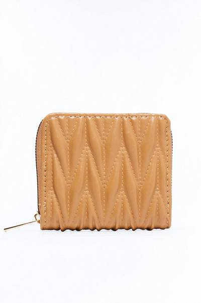 True Value Faux Leather Zip Around Wallet - Camel