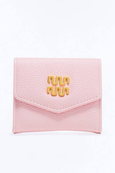 Shopping Vibes Faux Leather Fold Over Wallet - Pink