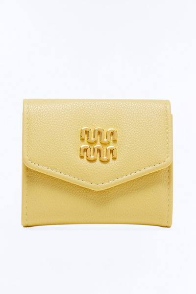 Shopping Vibes Faux Leather Fold Over Wallet - Yellow