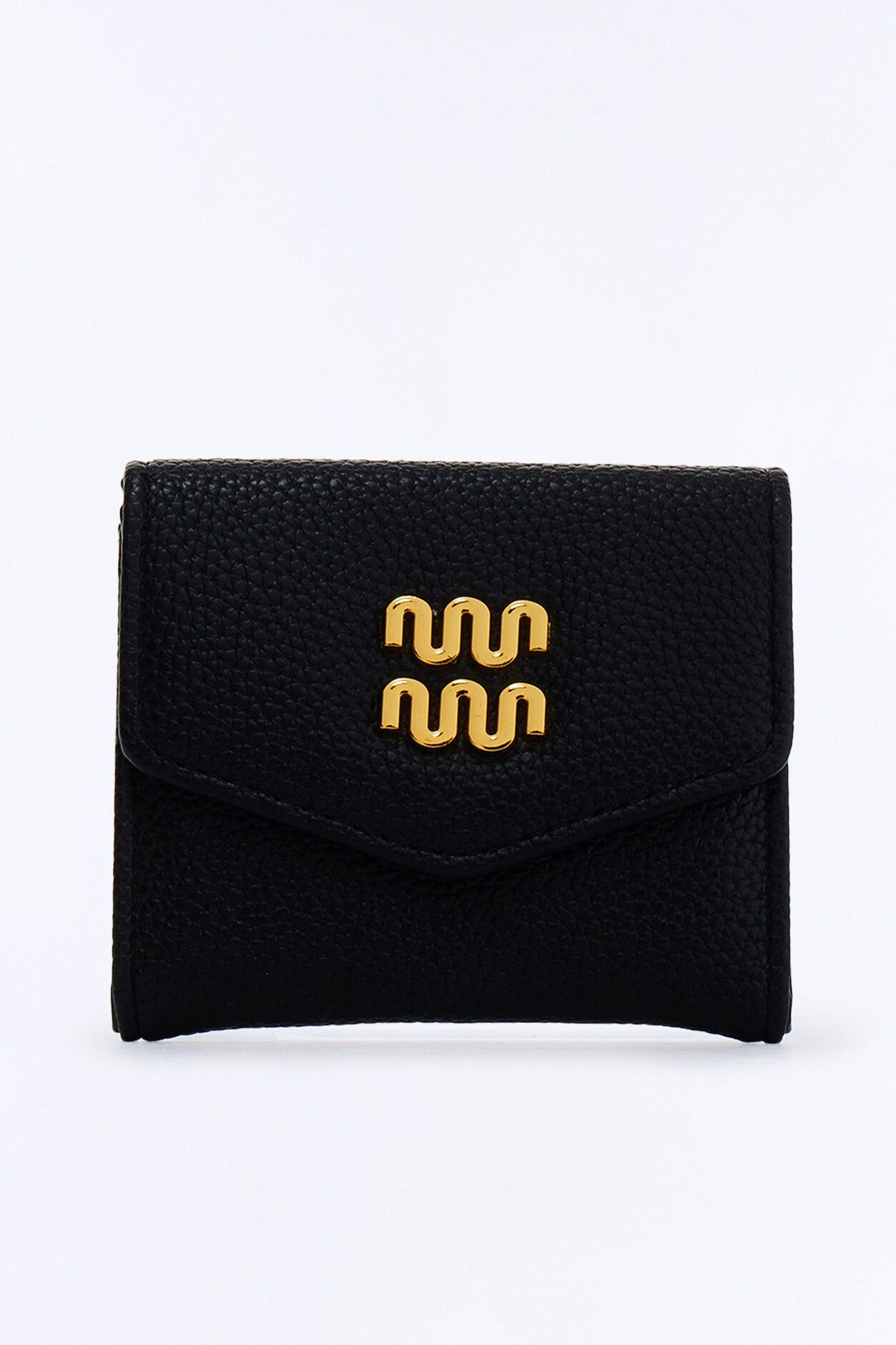 Shopping Vibes Faux Leather Fold Over Wallet - Black