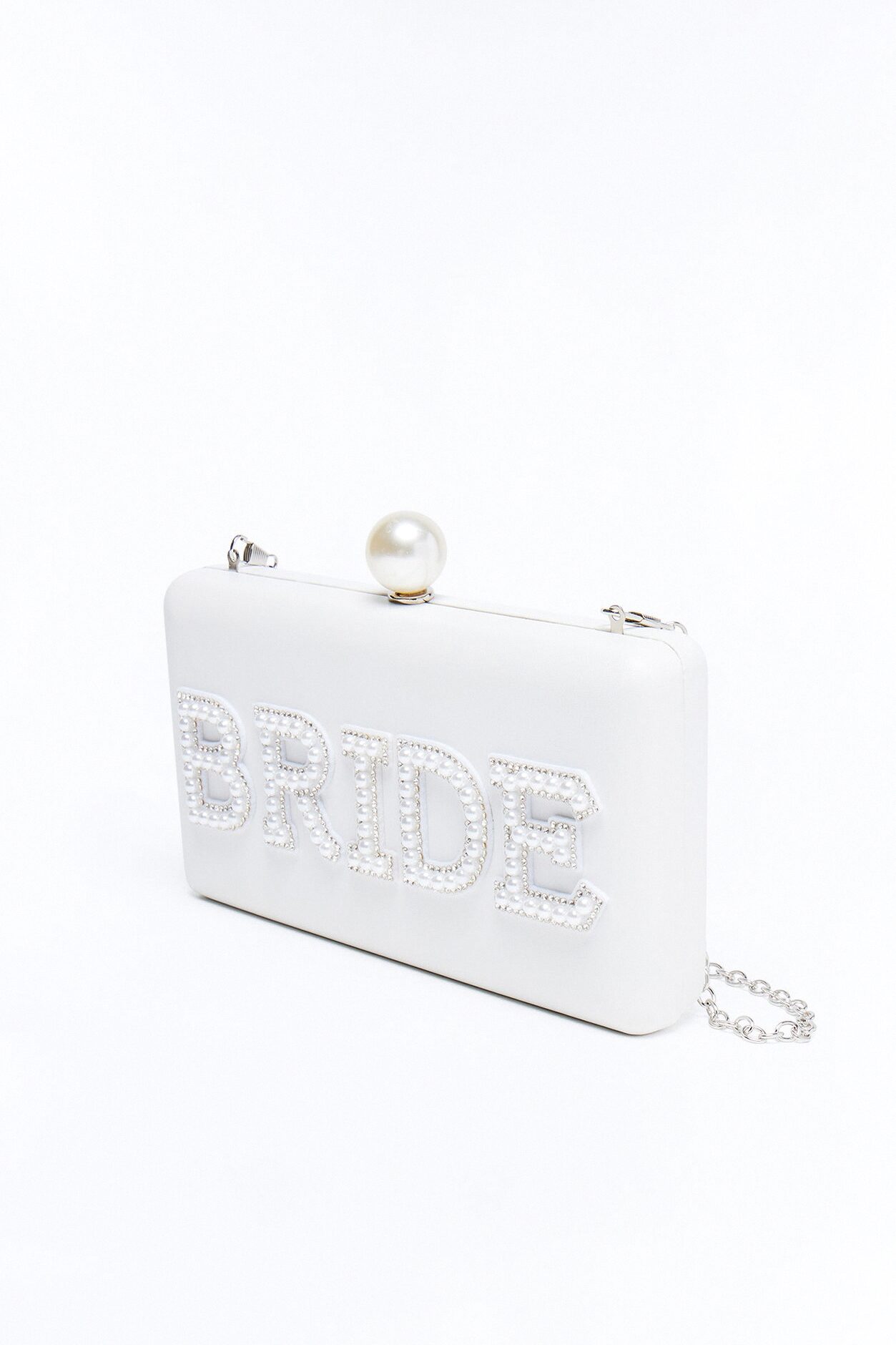 Bride's Pearls Faux Leather Clutch - Ivory