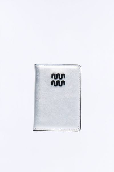 True Power Faux Leather Fold Over Cardholder - Silver