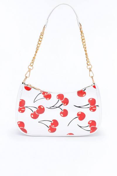 Sweet Like A Cherry Faux Leather Shoulder Bag - White