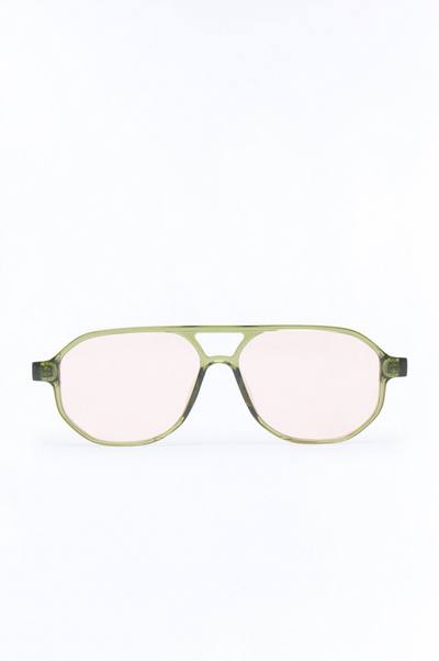 Strawberry Matcha Aviator Sunglasses - Green/combo