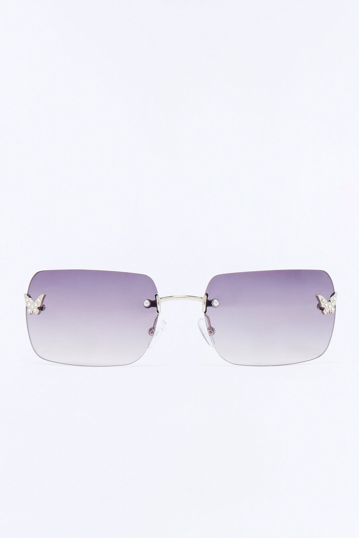 Butterfly Beauty Square Sunglasses - Black/Silver