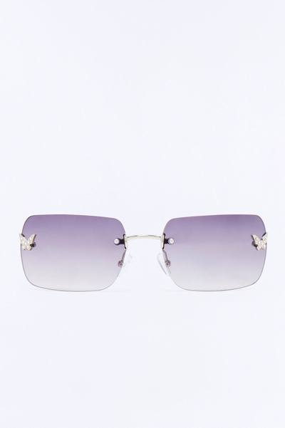Butterfly Beauty Square Sunglasses - Black/Silver