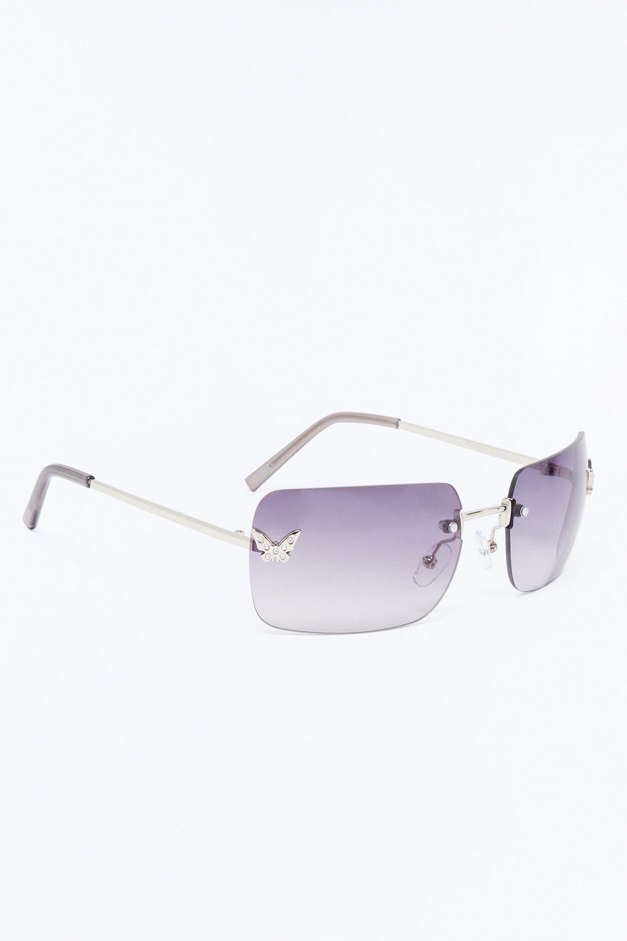 Butterfly Beauty Square Sunglasses - Black/Silver