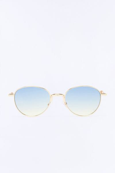 Ocean Eyes Round Sunglasses - Gold/Blue
