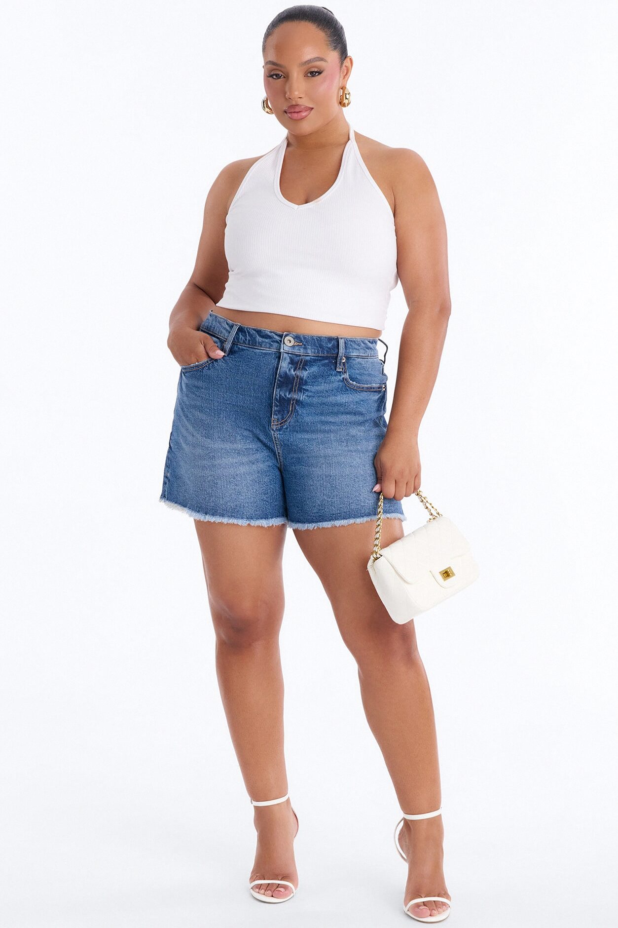Kaleigh Stretch Denim Shorts - Dark Wash