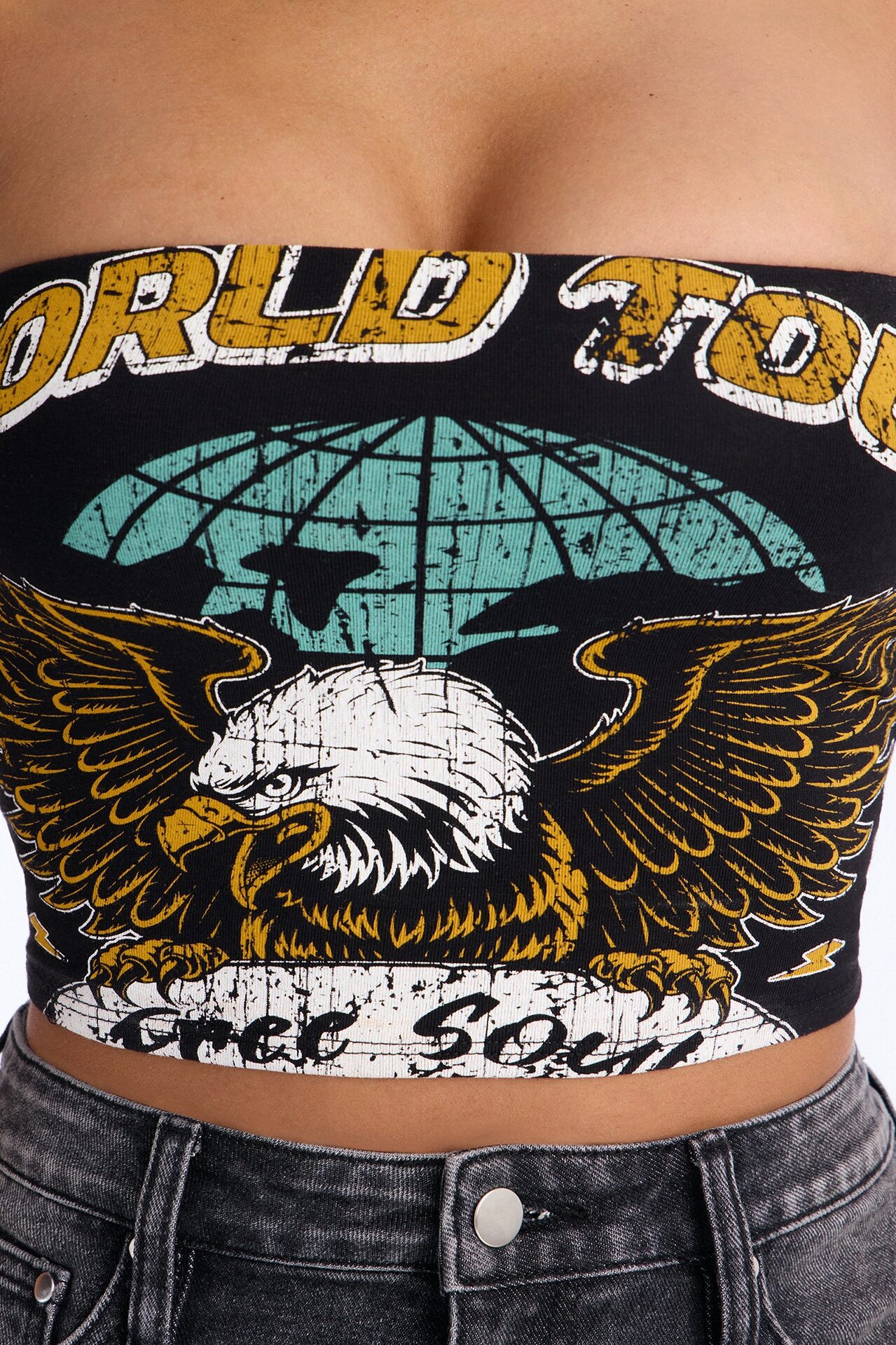 World Tour Cropped Tube Top - Black