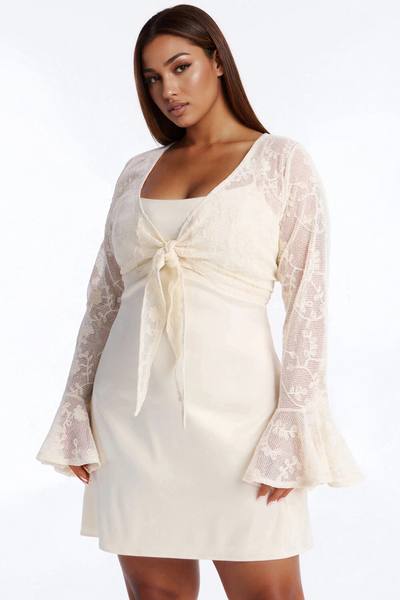 Wren Lace Mini Dress Set - Cream