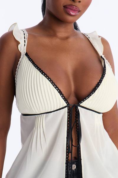 Whispering Glamour Contrast Chiffon Flyaway Top - Cream/combo