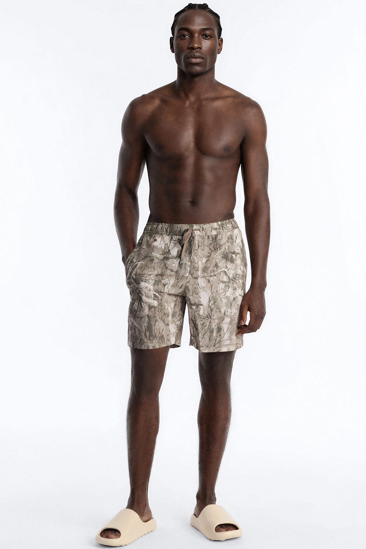 Washed Camo Printed Swim Trunk 7″ - Camouflage