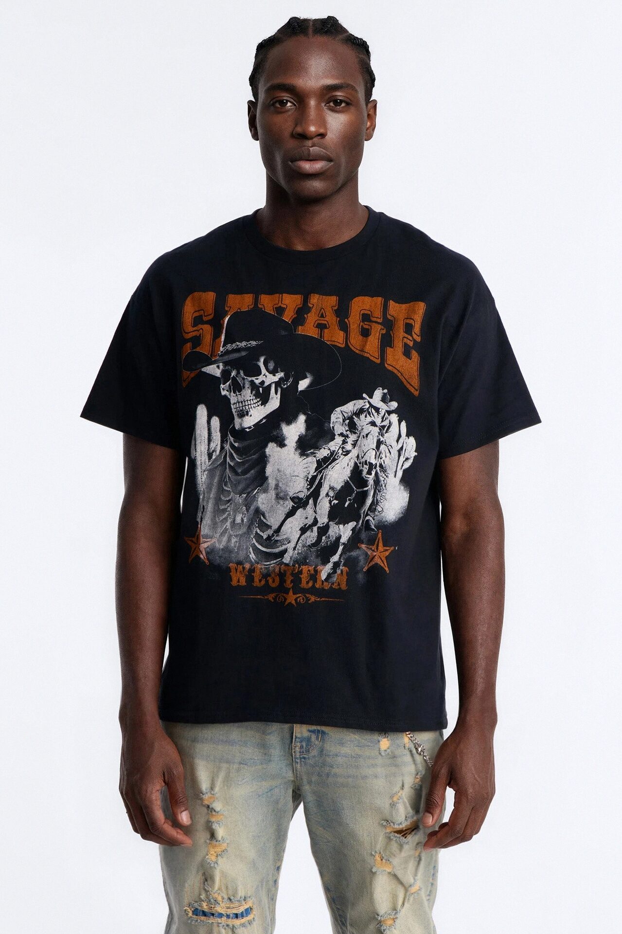 Savage Urban Outlaw Oversized Short Sleeve Tee - Black
