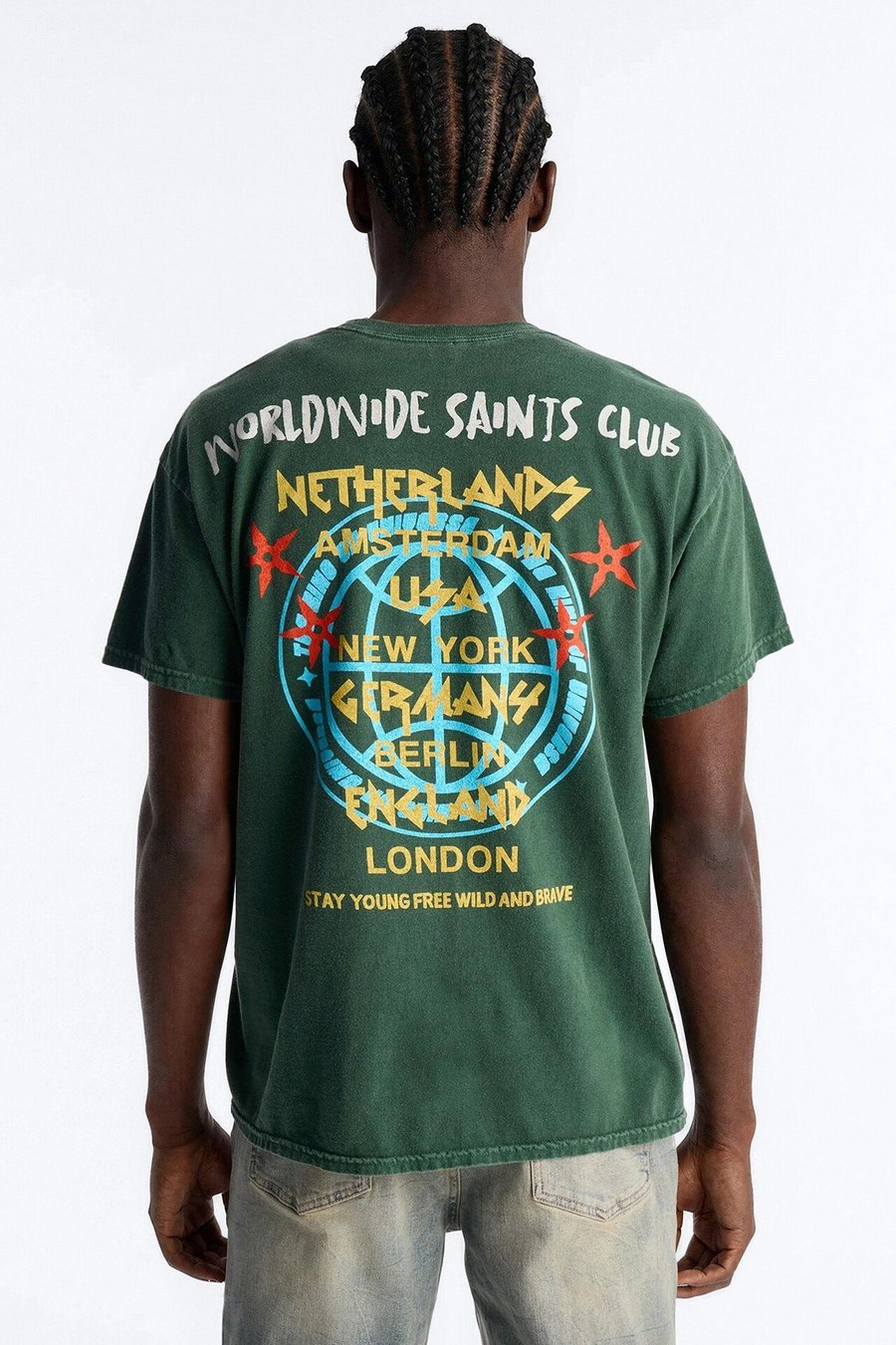 Worldwide Saints Club Vintage Oversized Short Sleeve Tee - Green
