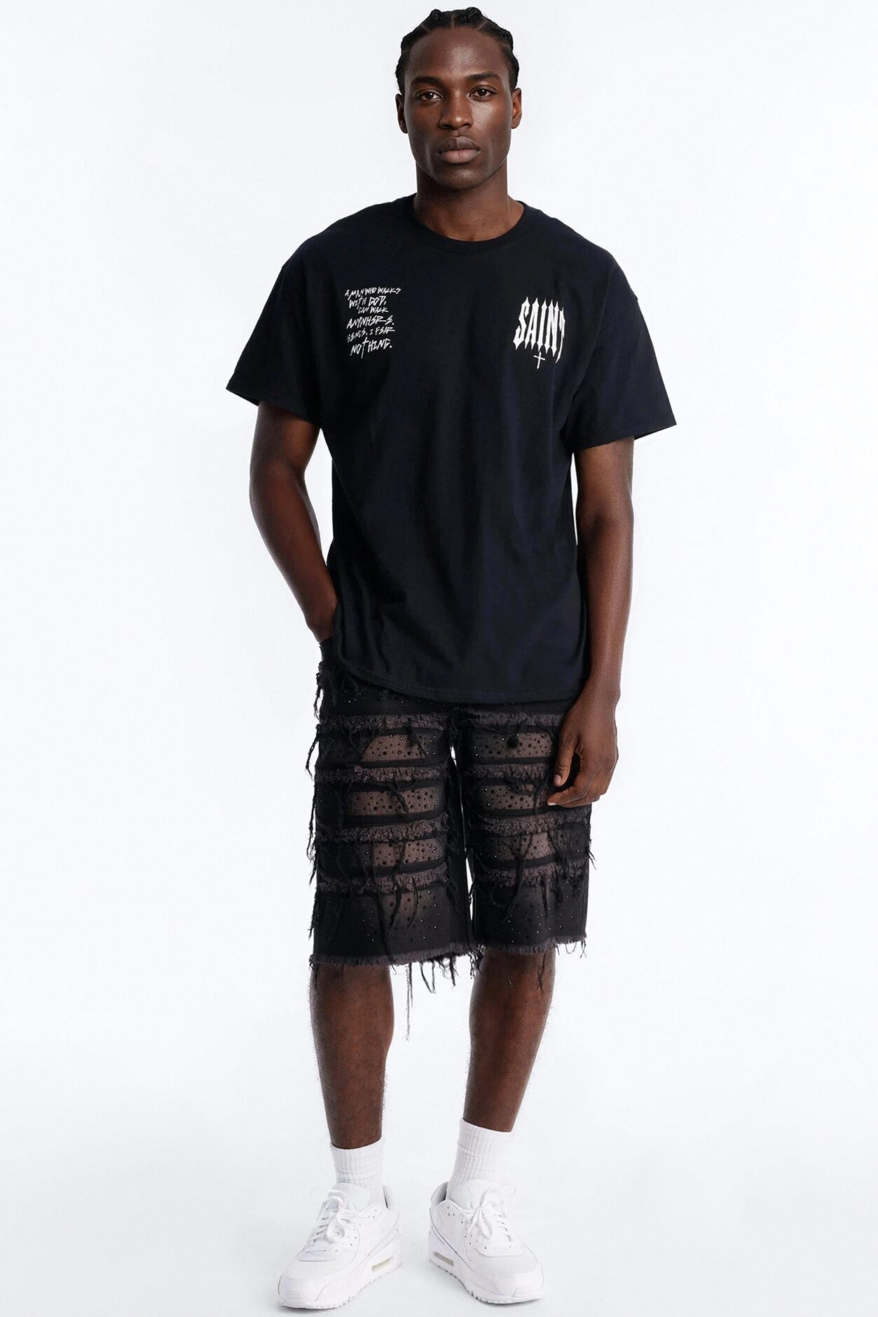 Relaxed Jeweled Havoc Denim Short - Black