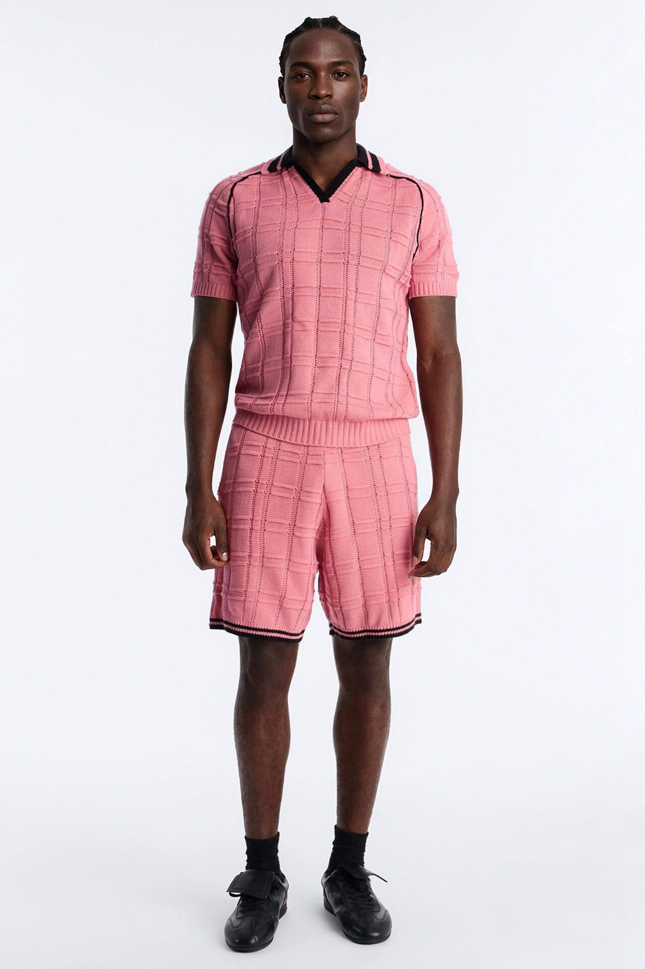 Relaxed Riviera Johnny Collar Knit Polo - Pink