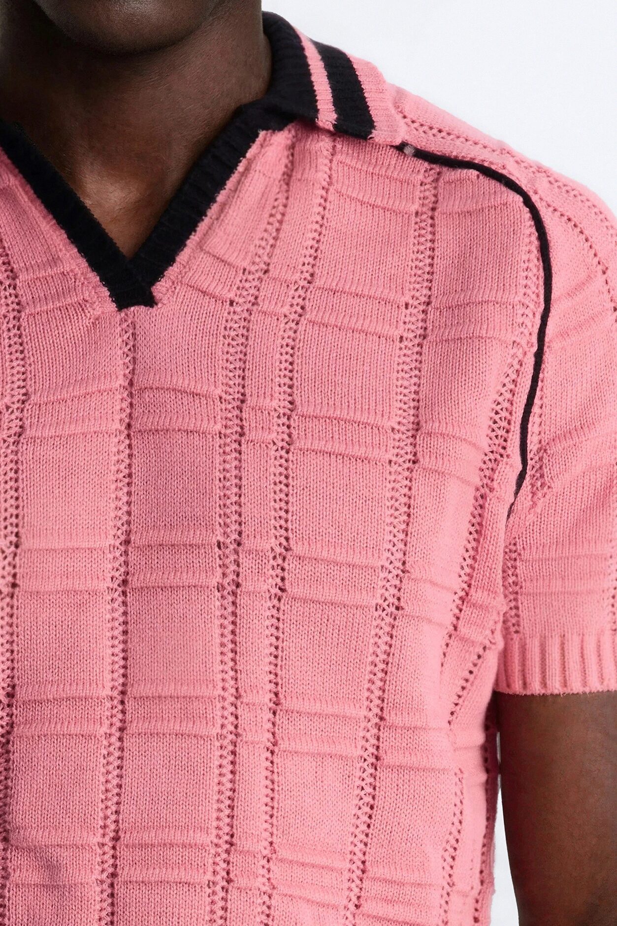 Relaxed Riviera Johnny Collar Knit Polo - Pink
