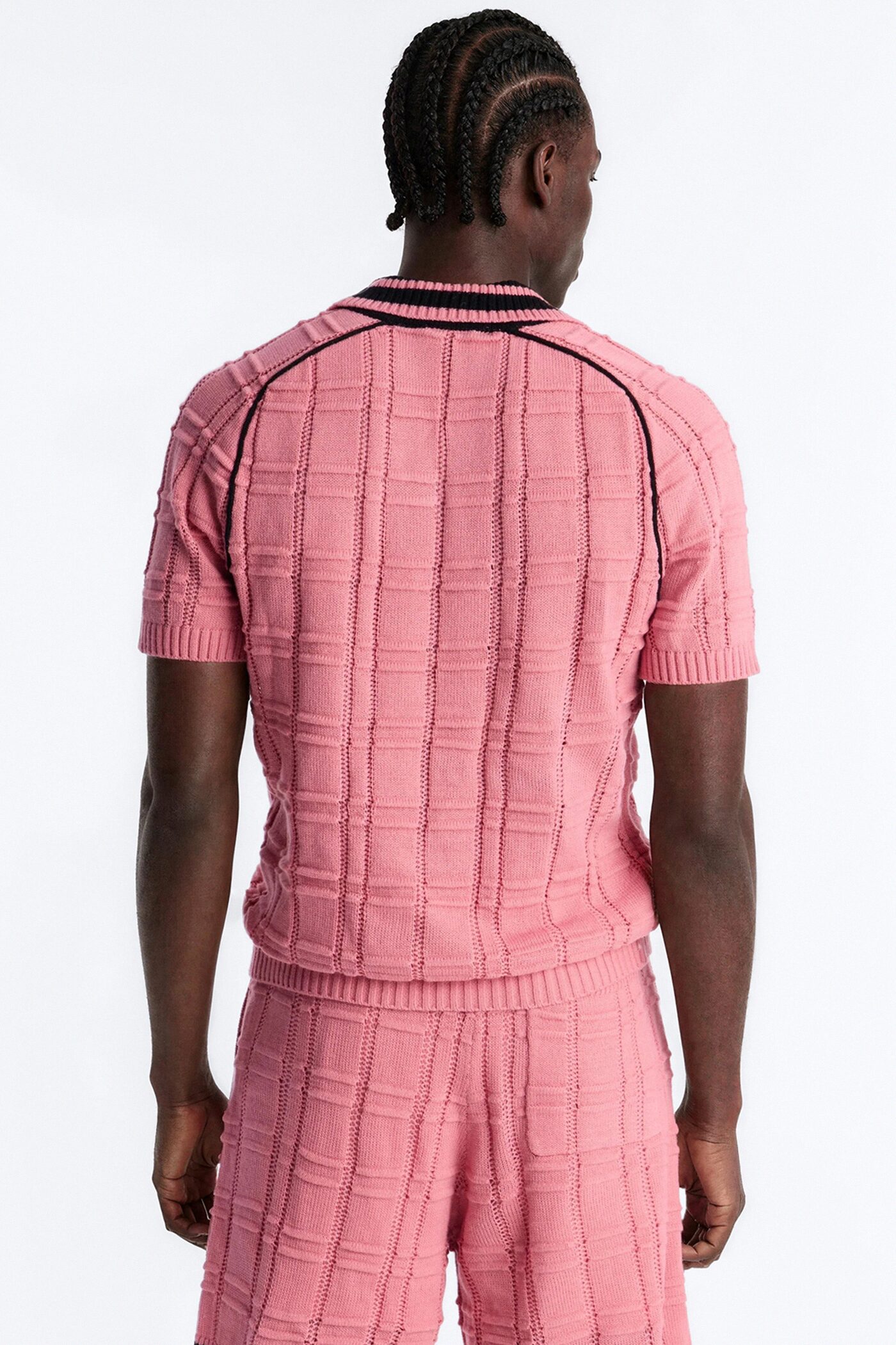 Relaxed Riviera Johnny Collar Knit Polo - Pink