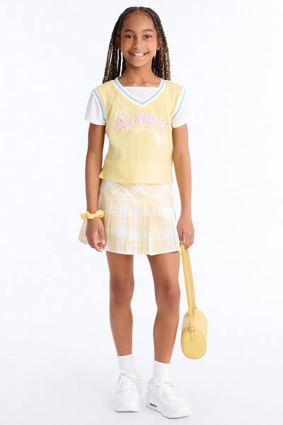 Mini Los Angeles Things Pleated Skirt Set - Yellow