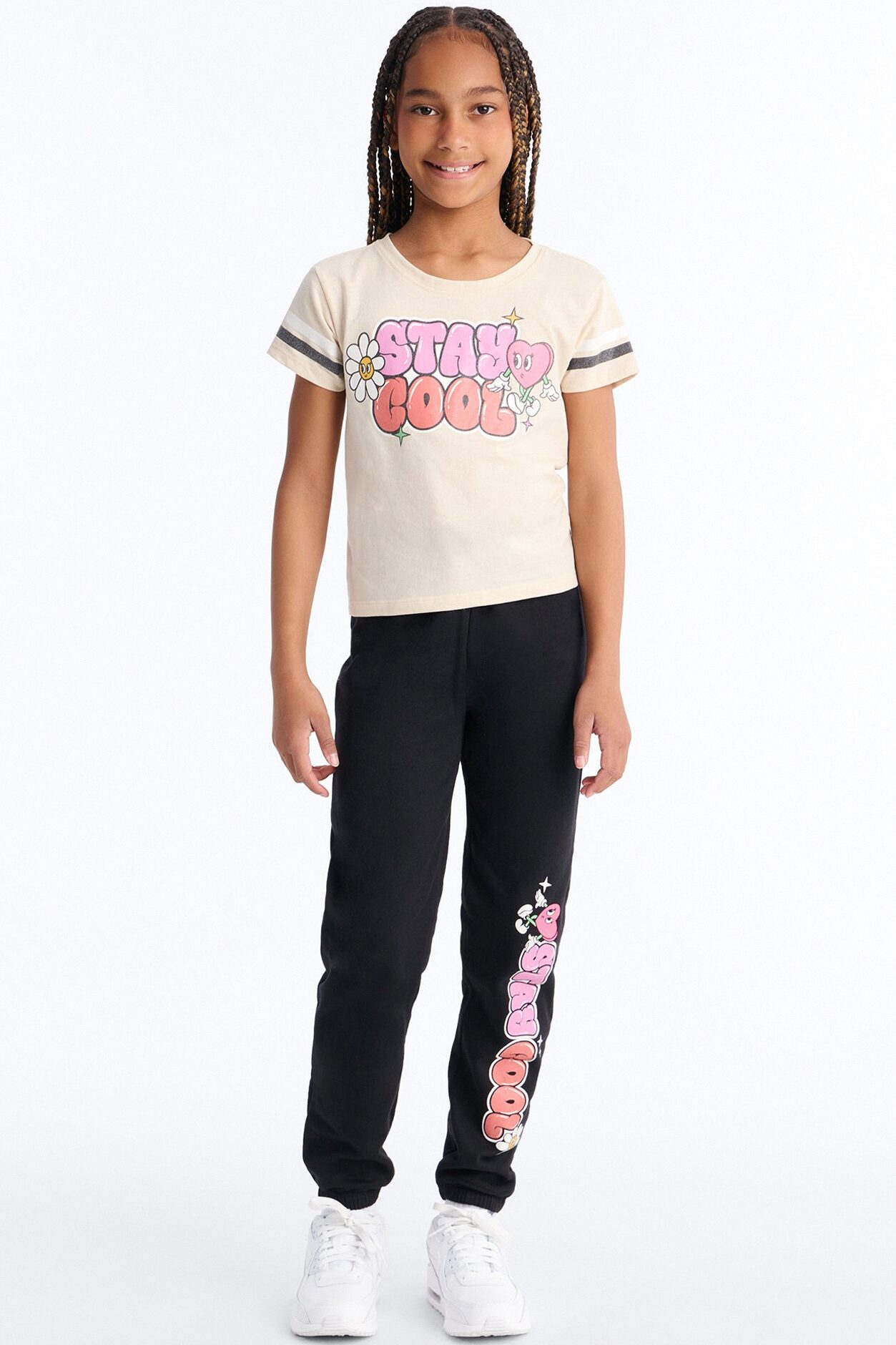 Mini Stay Cool Jogger Pant Set - Cream/combo
