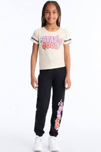 Mini Stay Cool Jogger Pant Set - Cream/combo