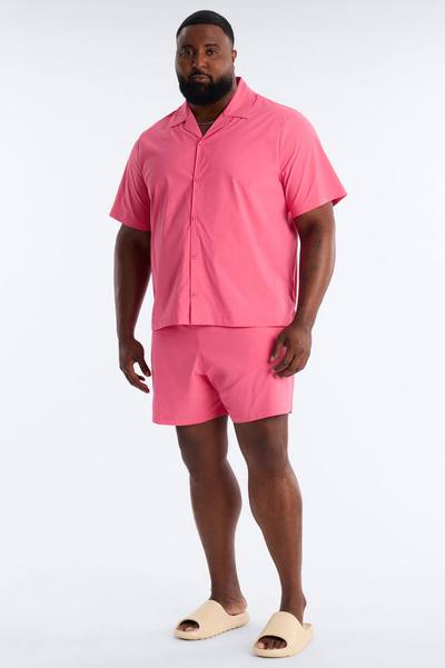 Montez Cuban Collar Button Up Shirt - Pink