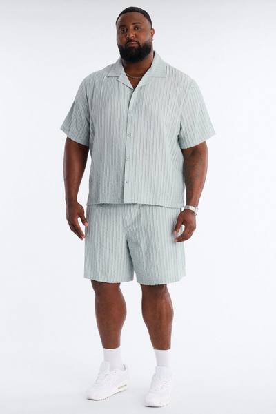 Relaxed Aegean Pleat Cuban Collar Button Up - Sage
