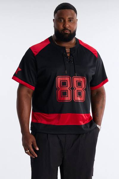Relaxed Good Times Retro Varsity Jersey - Black