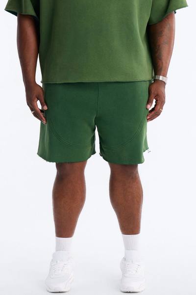 Washed Raw Edge Baggy Sweatshort - Green