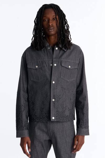 Cropped Dark Ember Trucker Jacket - Grey