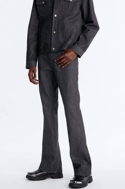 Stacked Slim Flare Dark Ember Jean - Grey
