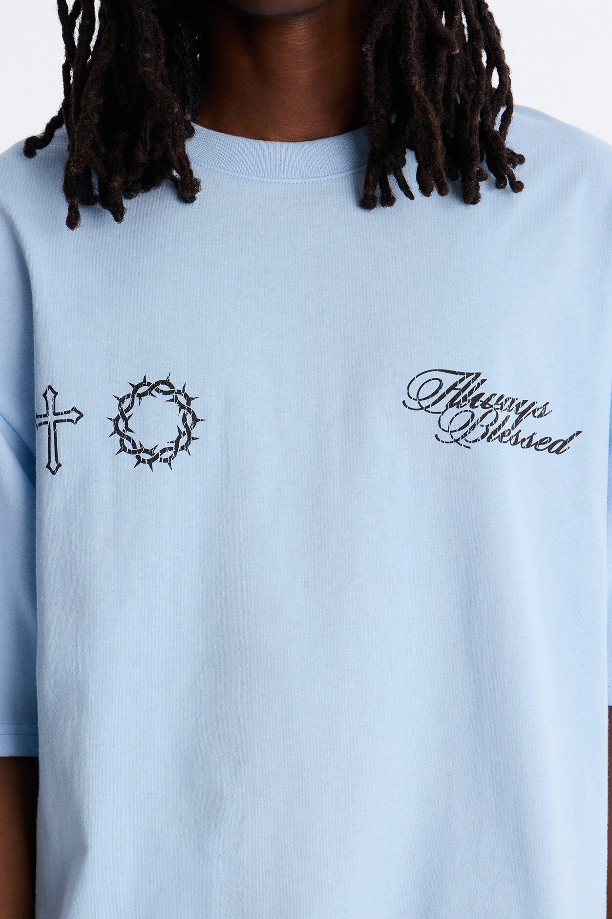 Always Blessed Boxy Short Sleeve Tee - Light Blue