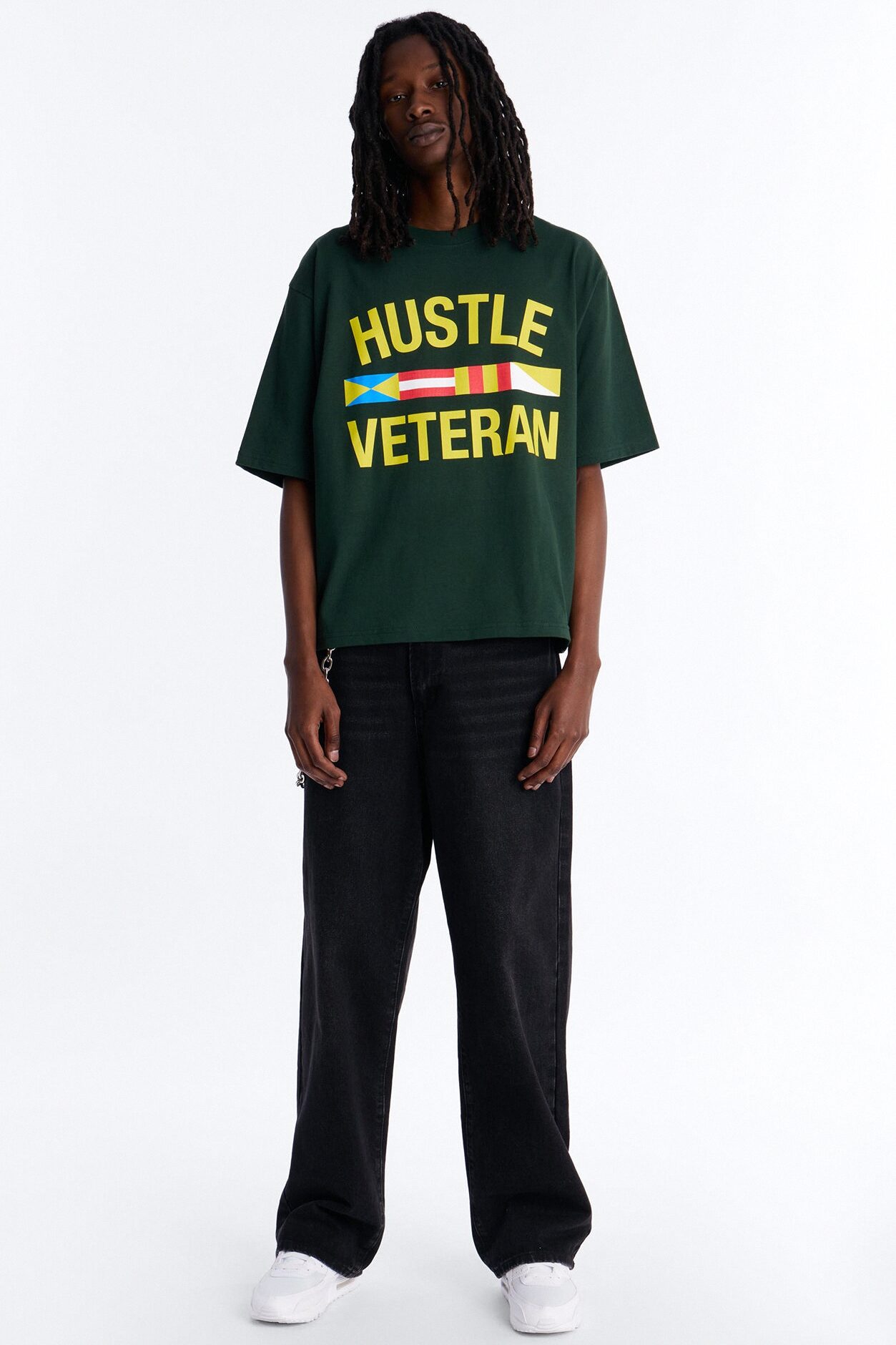 Hustle Veteran Boxy Short Sleeve Tee - Green