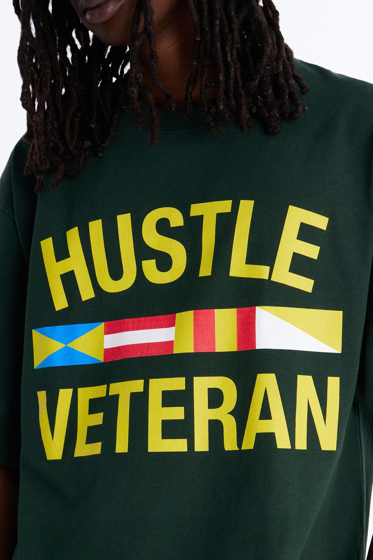 Hustle Veteran Boxy Short Sleeve Tee - Green