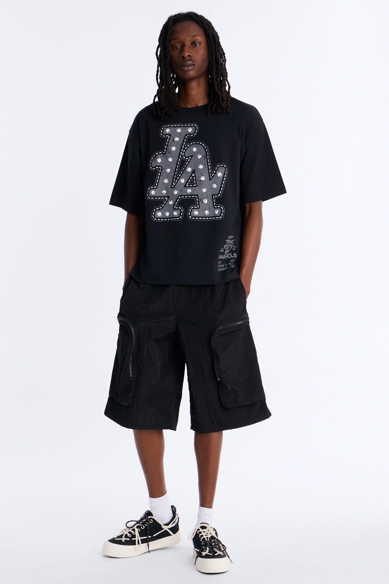 LA Hustle District Boxy Short Sleeve Tee - Black