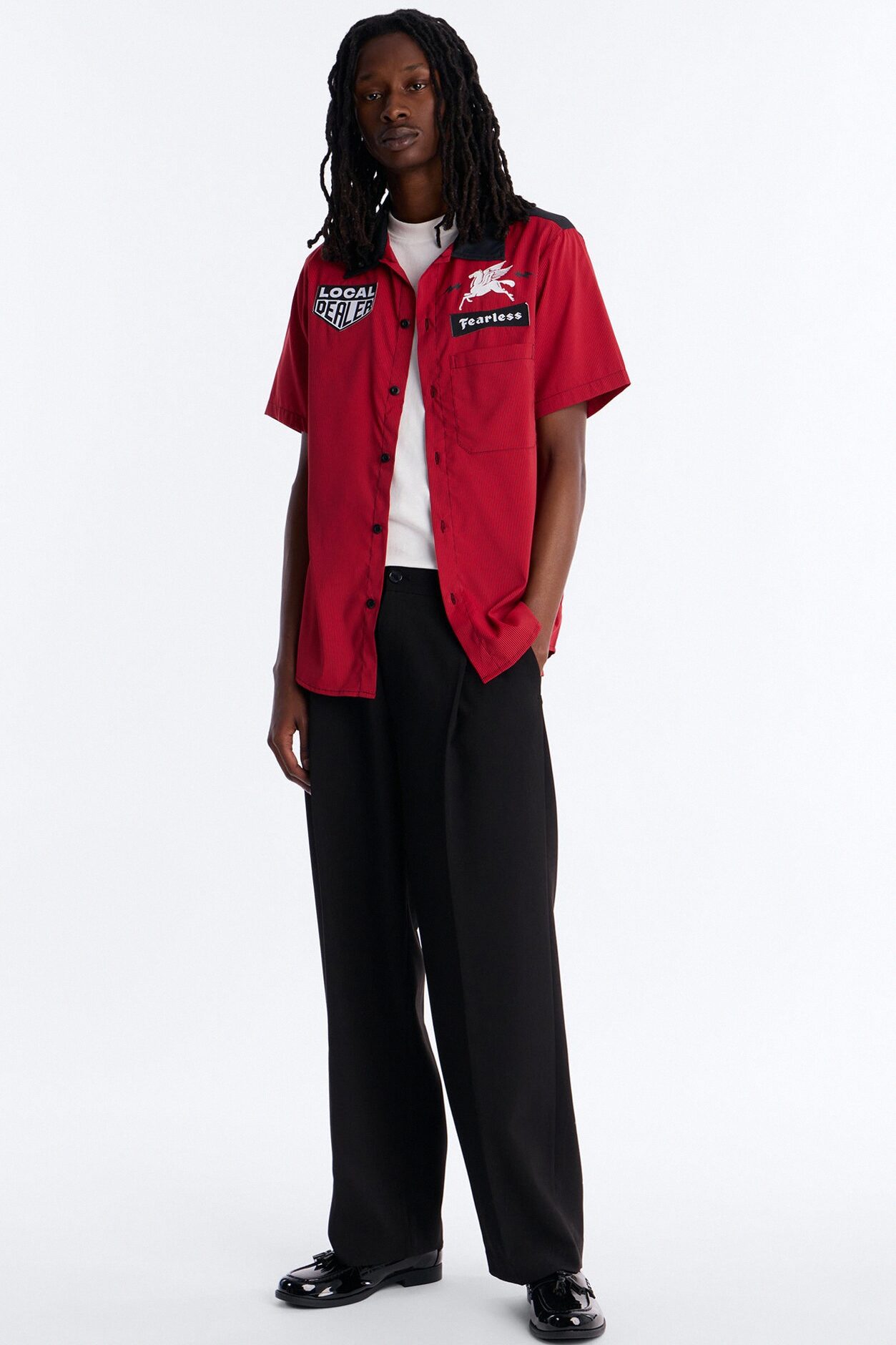 Local Dealer Striped Button Up Shirt - Red