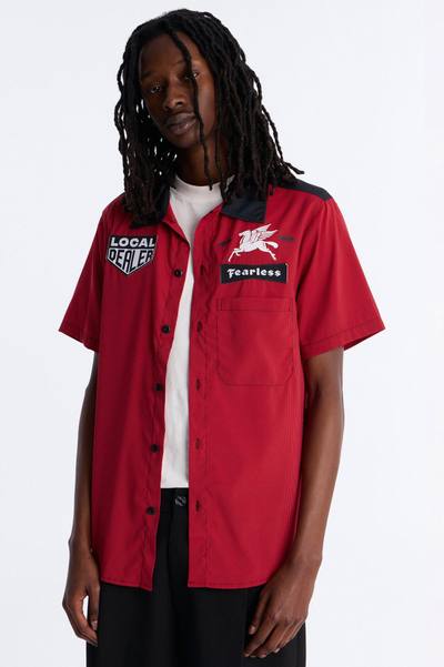 Local Dealer Striped Button Up Shirt - Red