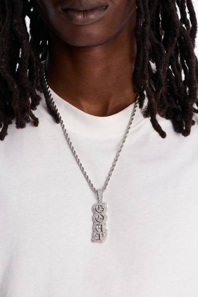 GOAT Script Vertical Iced Pendant Necklace - Silver