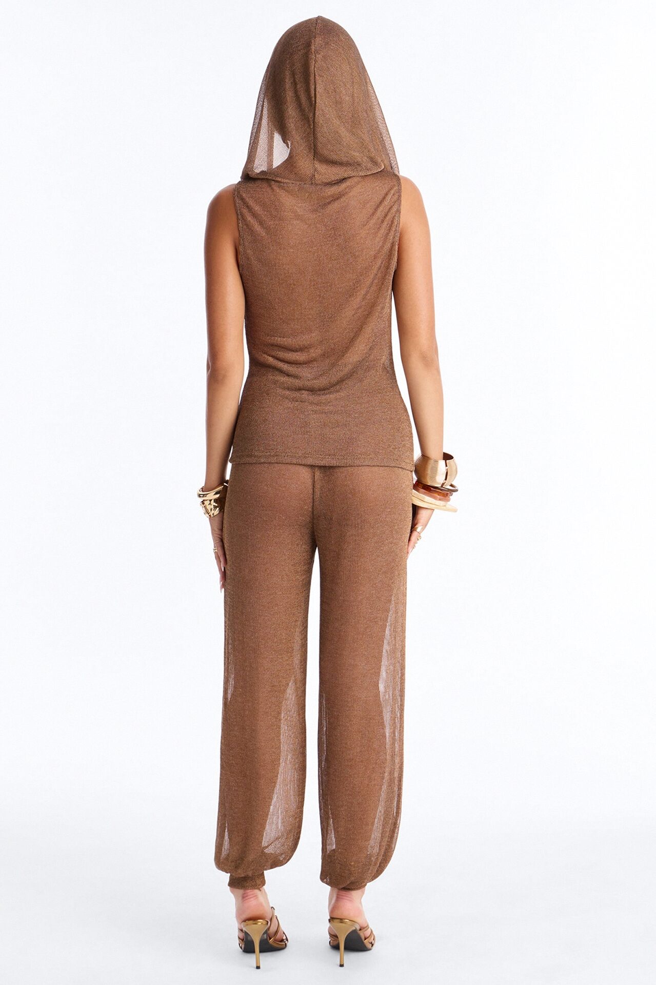 Midnight Metallic Balloon Pant Set - Bronze
