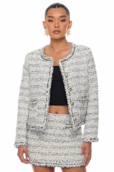 Kaela Embellished Tweed Jacket - Black/White